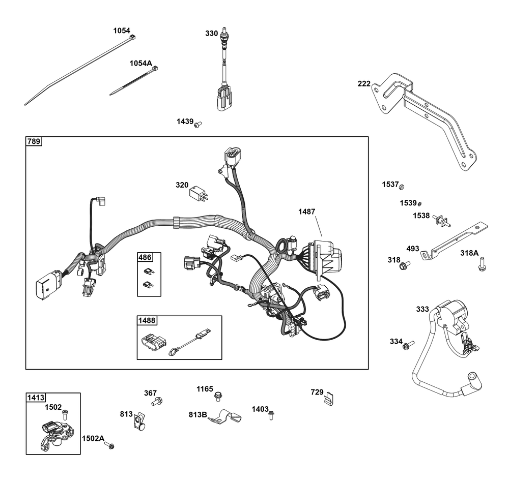 Controls Group Diagram and Parts List for 61G877-0004-J1 400000 - 699999 Briggs and Stratton Engine